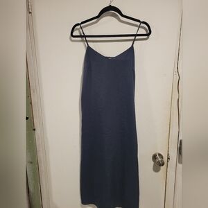 Uniqlo navy blue, v neck slip satin dress